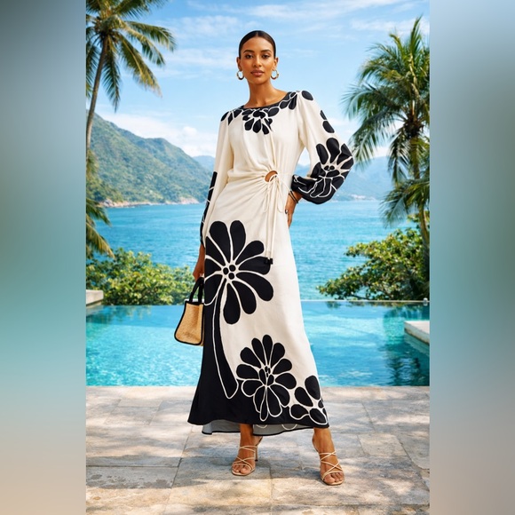 FARM Rio Dresses & Skirts - Farm Rio Palermo Floral Cut Out Maxi Dress Tropical Print XXS New With Tags